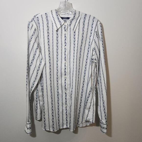 Chaps Flower Striped Button Down - Picture 1 of 3